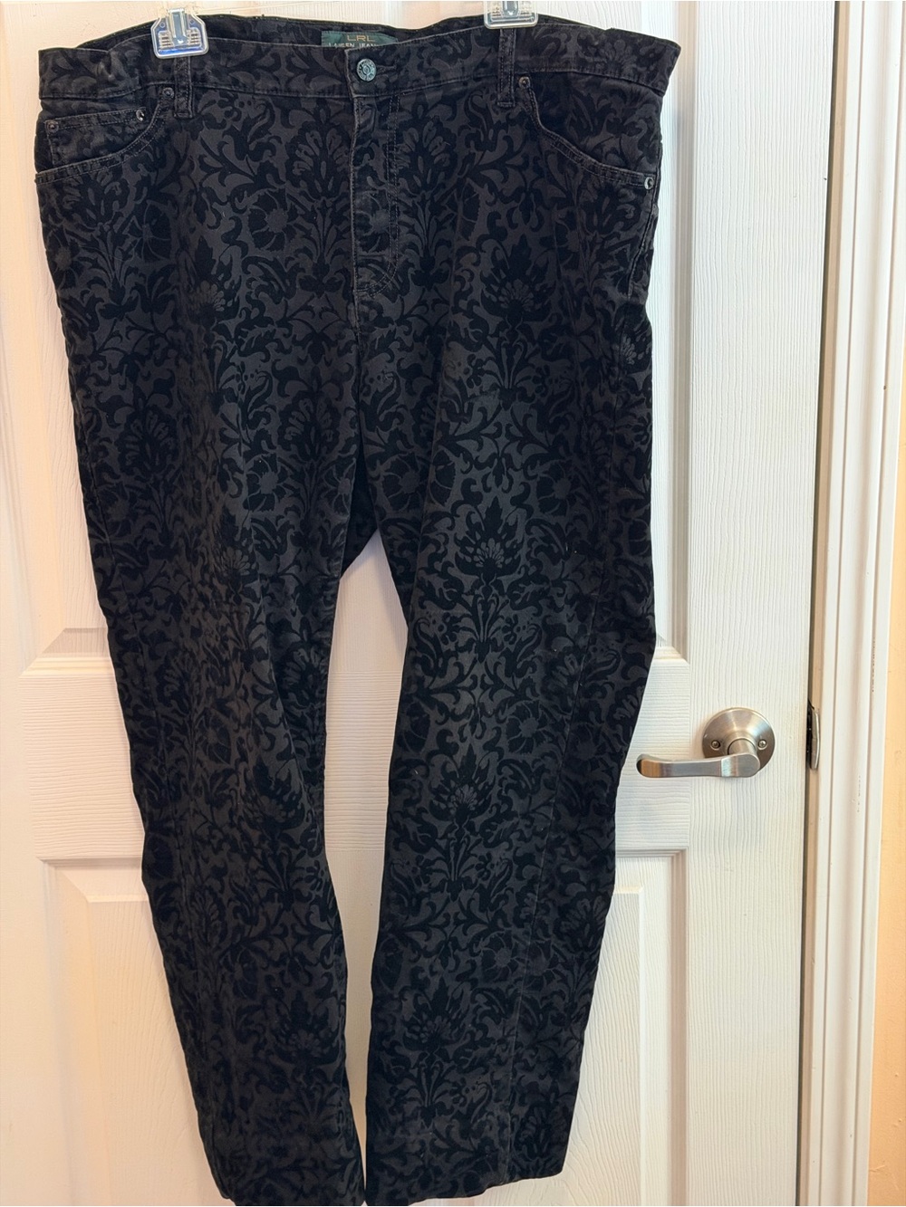 Ralph Lauren Black Damask Straight-Leg Jeans